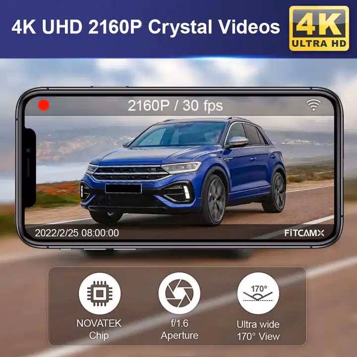 4K FiTCAMX DVR kamera, kifejezetten VW T-ROC 2017-2024 modellekhez tervezték - Image 4