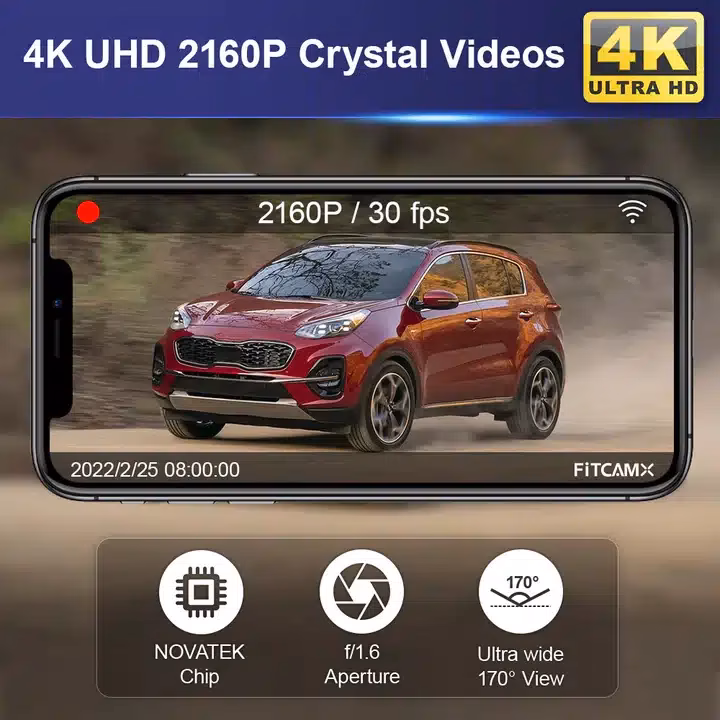 4K DVR kamera FiTCAMX, kifejezetten Kia Sportage 4. generáció 2017-2022 modellekhez tervezték