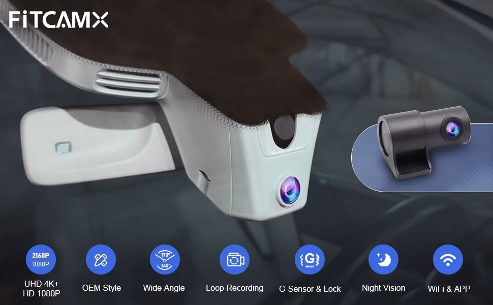 4K DVR kamera FiTCAMX, kifejezetten Mercedes GLE (V167), GLS (X167) 2020-2025 modellekhez. D típus. Fekete. - Image 3