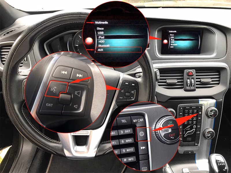 Vezeték nélküli Carplay, Android Auto, Mirror Link integráció és első-hátsó kamera bemenet Volvo 2015-2019 Sensus Connect, 7" kijelzővel - Image 5