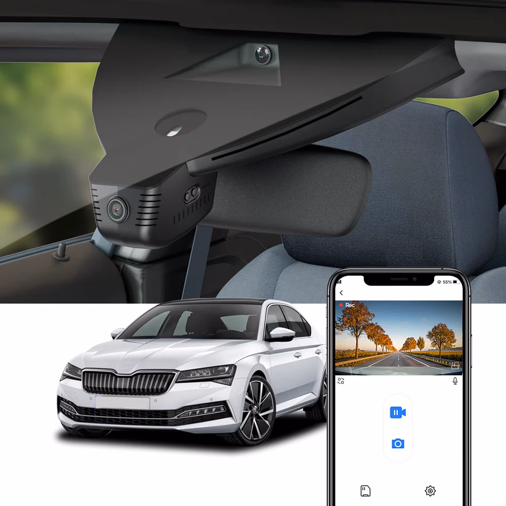 4K DVR kamera FiTCAMX, kifejezetten a Skoda Superb 3 Facelift 2020–2023 számára. Fekete!